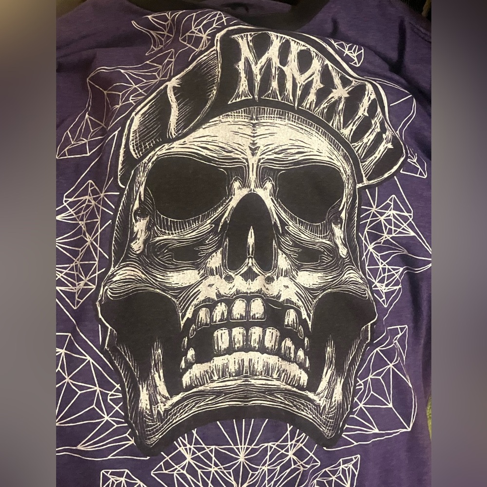 Skully Men's Purple Skull And Diamonds Short Sleeve T Shirt Size Large